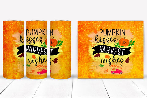 Pumpkin Kisses Tumbler Sublimation Design I Autumn Tumbler Sublimation Happy Printables Club 