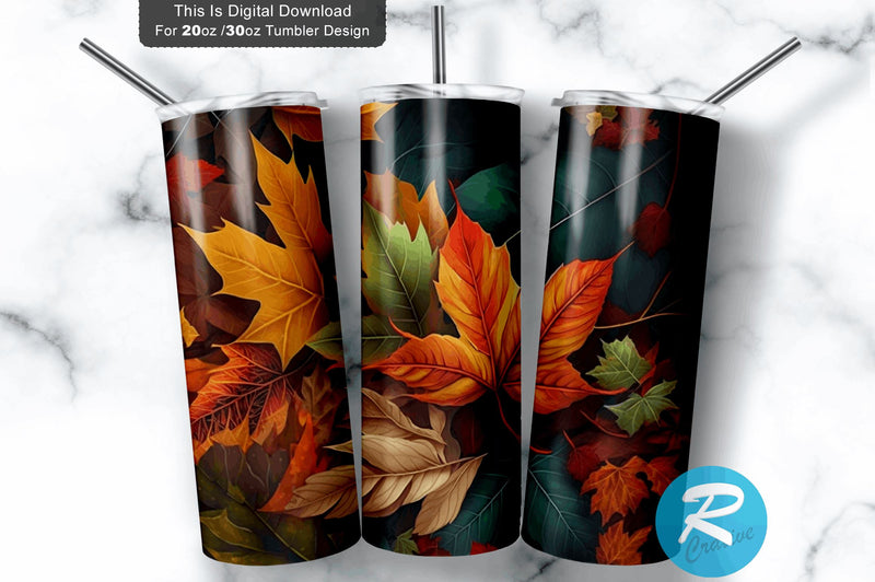 Pumpkin Leaf 20 oz / 30 oz Tumbler PNG Sublimation Regulrcrative 