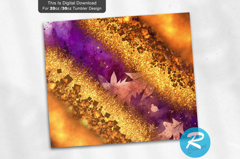 Pumpkin leaf- glitter 20 oz / 30 oz Tumbler PNG Sublimation Regulrcrative 