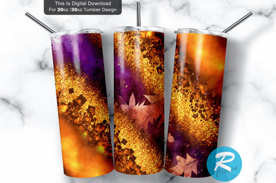 Pumpkin leaf- glitter 20 oz / 30 oz Tumbler PNG Sublimation Regulrcrative 