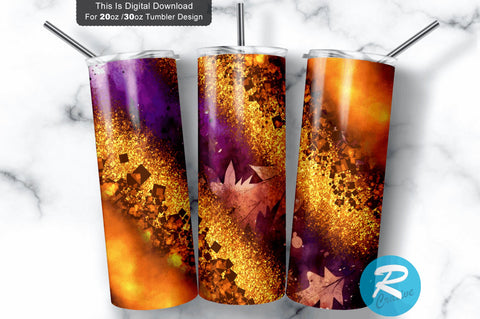 Pumpkin leaf- glitter 20 oz / 30 oz Tumbler PNG Sublimation Regulrcrative 