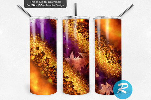 Pumpkin leaf- glitter 20 oz / 30 oz Tumbler PNG Sublimation Regulrcrative 