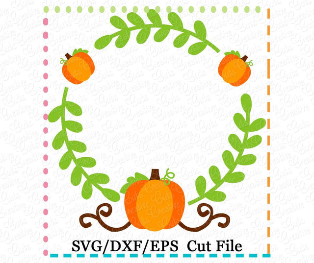 Pumpkin Leaves Monogram Frame Cut File Creative Appliques 