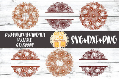 Pumpkin Mandala Bundle - Fall Split Mandala SVG PNG DXF Cut Files SVG Cheese Toast Digitals