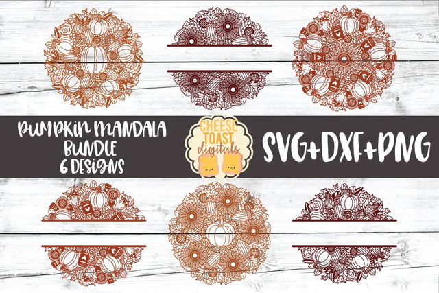 Pumpkin Mandala Bundle - Fall Split Mandala SVG PNG DXF Cut Files SVG Cheese Toast Digitals