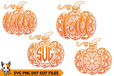 Pumpkin Mandala Monogram Set | Fall SVG SVG Zen Kitty 
