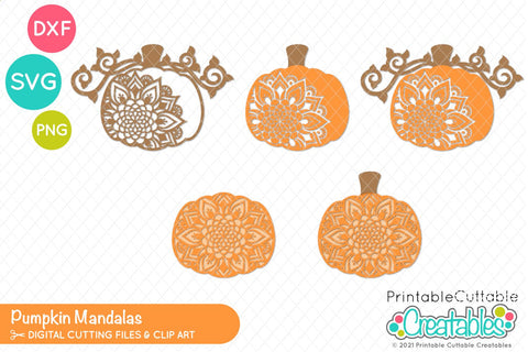Pumpkin Mandala SVG Set SVG Printable Cuttable Creatables 