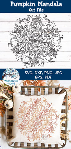 Pumpkin Mandala SVG SVG Wispy Willow Designs 