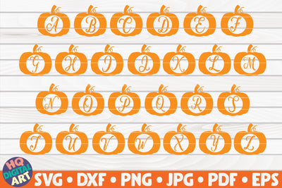 Pumpkin Monogram Alphabet SVG | Script Font Monogram Letters SVG HQDigitalArt 