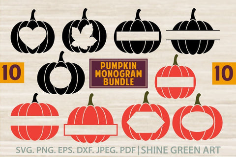 Pumpkin Monogram Bundle SVG - Fall SVG Shine Green Art 
