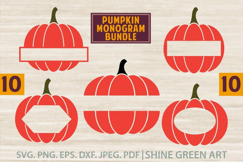 Pumpkin Monogram Bundle SVG - Fall SVG Shine Green Art 