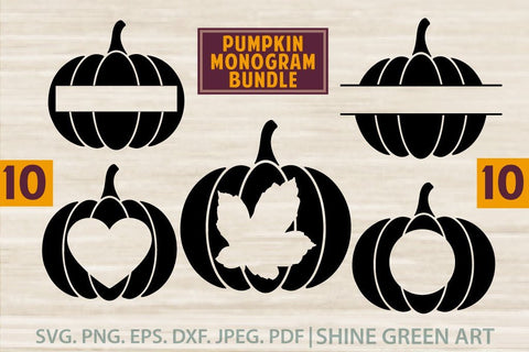 Pumpkin Monogram Bundle SVG - Fall SVG Shine Green Art 