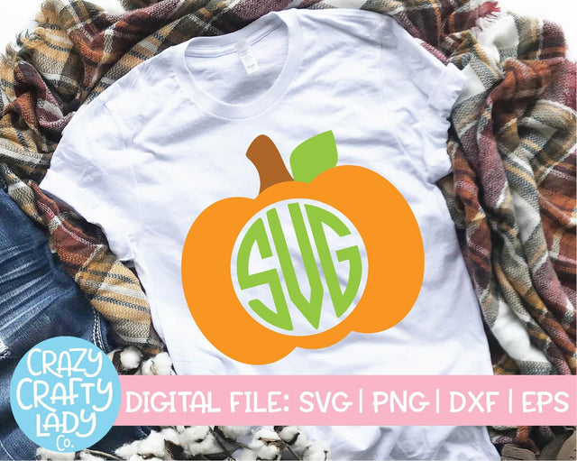 Pumpkin Monogram Frame | Fall SVG Cut File SVG Crazy Crafty Lady Co. 