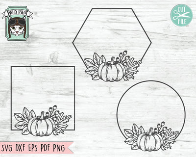 Pumpkin Monogram Frame SVG Cut Files, Pumpkin Wreath SVG, Autumn SVG, Fall SVG, Pumpkin Cut File, Monogram Wreath SVG SVG Wild Pilot 