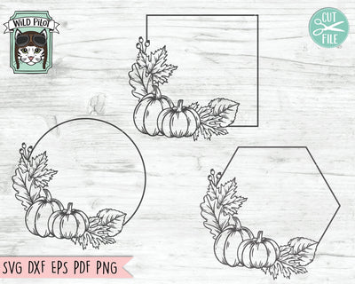 Pumpkin Monogram Frame SVG Cut Files, Pumpkin Wreath SVG, Autumn SVG File, Fall SVG File, Pumpkin Cut File, Monogram Wreath SVG SVG Wild Pilot 