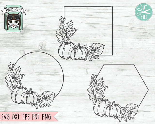 Pumpkin Monogram Frame SVG Cut Files, Pumpkin Wreath SVG, Autumn SVG File, Fall SVG File, Pumpkin Cut File, Monogram Wreath SVG SVG Wild Pilot 