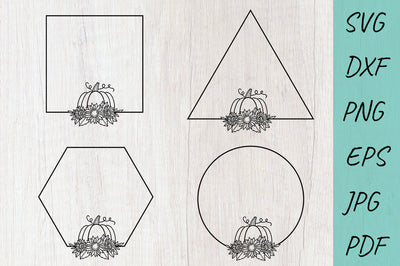 Pumpkin monogram frame Svg, Fall frame Svg, Sunflowers Svg SVG Irina Ostapenko 