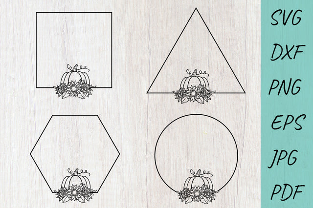 Pumpkin monogram frame Svg, Fall frame Svg, Sunflowers Svg SVG Irina Ostapenko 