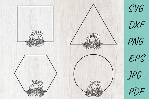 Pumpkin monogram frame Svg, Fall frame Svg, Sunflowers Svg SVG Irina Ostapenko 