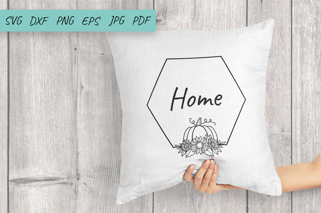 Pumpkin monogram frame Svg, Fall frame Svg, Sunflowers Svg - So Fontsy