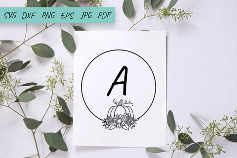 Pumpkin monogram frame Svg, Fall frame Svg, Sunflowers Svg SVG Irina Ostapenko 