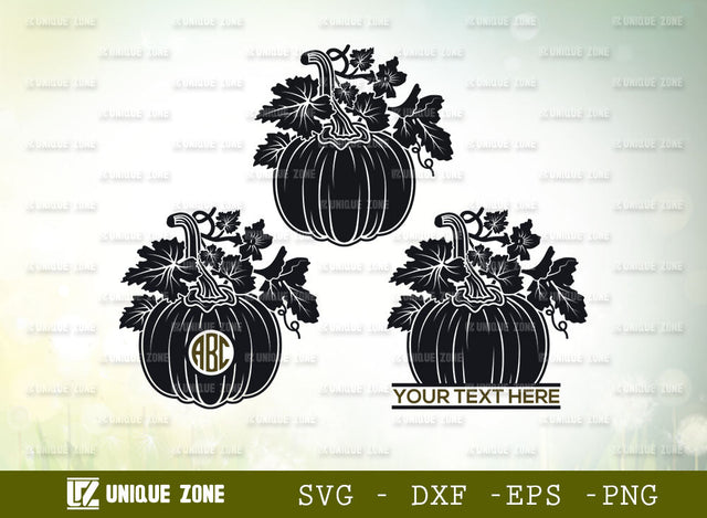 Pumpkin Monogram SVG Cut File, Pumpkin Svg, Autumn Fall Svg, Thanksgiving Svg, Halloween Svg, Half Pumpkin Svg, Fall Pumpkin, SVG Unique Zone 