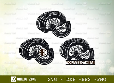 Pumpkin Monogram SVG Cut File, Pumpkin Svg, Autumn Fall Svg, Thanksgiving Svg, Halloween Svg, Half Pumpkin Svg, Fall Pumpkin, SVG Unique Zone 