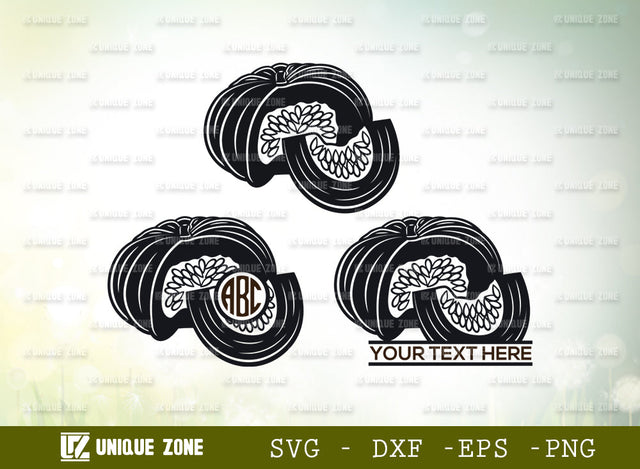 Pumpkin Monogram SVG Cut File, Pumpkin Svg, Autumn Fall Svg, Thanksgiving Svg, Halloween Svg, Half Pumpkin Svg, Fall Pumpkin, SVG Unique Zone 
