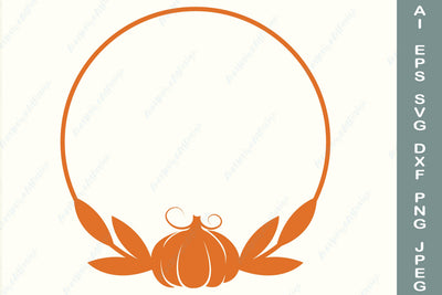 Pumpkin monogram svg, Fall wreath svg, Autumn pumpkin border svg SVG AnastasiyaArtDesign 