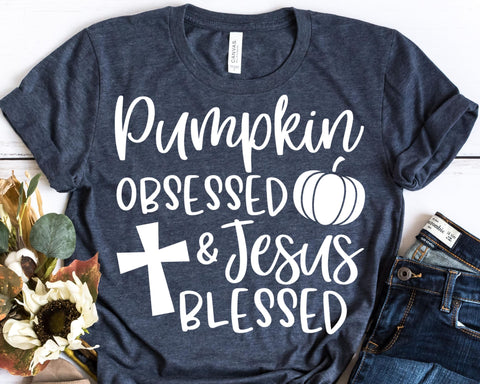 Pumpkin Obsessed and Jesus Blessed Fall Christian SVG SVG She Shed Craft Store 
