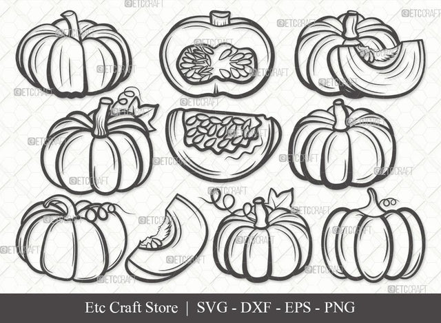 Pumpkin Outline SVG Cut File | Pumpkins Svg | Autumn Fall Svg | Thanksgiving Svg | Halloween Svg | Pumpkin Bundle | Eps | Dxf | Png SVG ETC Craft 