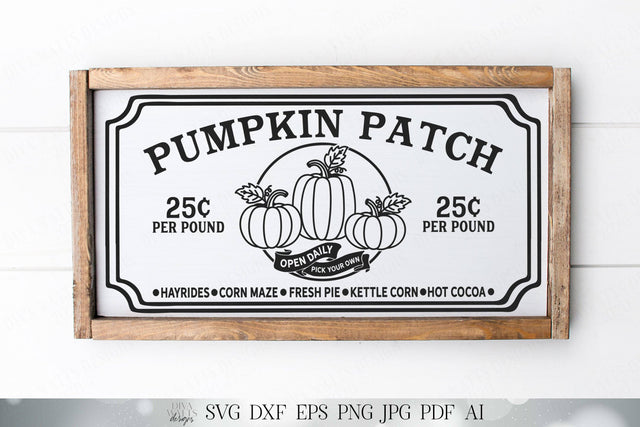 Pumpkin Patch | Fall Cutting File and Printable | SVG DXF and More | Fall Sign | Autumn Sign | Pumpkin Pies | Hayrides | Corn Maze SVG Diva Watts Designs 