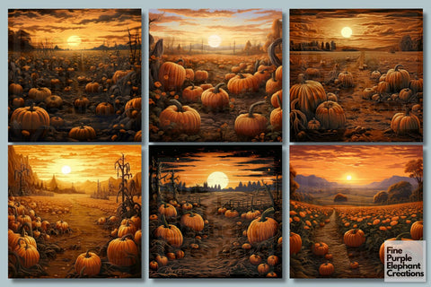 Pumpkin Patch | Halloween Sublimation Digital Pattern Fine Purple Elephant Creations 