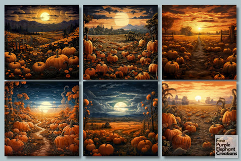 Pumpkin Patch | Halloween Sublimation Digital Pattern Fine Purple Elephant Creations 