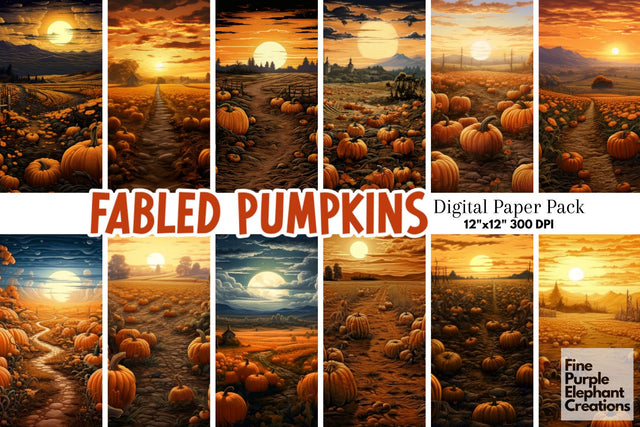 Pumpkin Patch | Halloween Sublimation Digital Pattern Fine Purple Elephant Creations 
