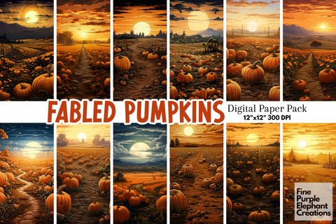 Pumpkin Patch | Halloween Sublimation Digital Pattern Fine Purple Elephant Creations 