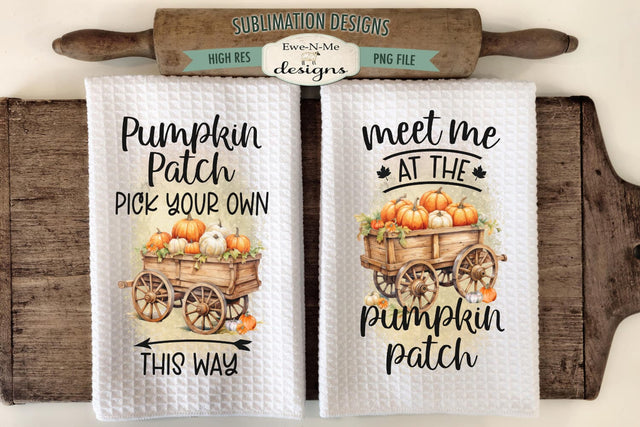 Pumpkin Patch Kitchen Towel Sublimation Designs Sublimation Ewe-N-Me Designs 