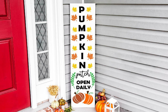 Pumpkin patch open daily svg, fall vertical porch sign svg SVG Paper Switch 