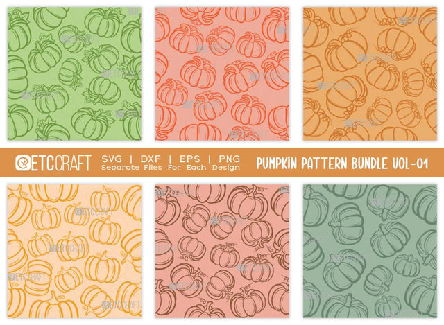 Pumpkin Pattern Bundle Vol-01 | Pumpkin Pattern SVG | Fall Pattern | Seamless Pattern | Pattern Background | Holiday Svg | Thanksgiving Svg | Pattern Design SVG ETC Craft 