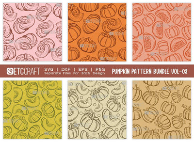 Pumpkin Pattern Bundle Vol-03 | Pumpkin Pattern SVG | Fall Pattern | Seamless Pattern | Pattern Background | Holiday Svg | Thanksgiving Svg | Pattern Design SVG ETC Craft 