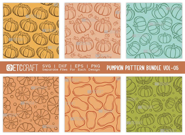 Pumpkin Pattern Bundle Vol-05 | Pumpkin Pattern SVG | Fall Pattern | Seamless Pattern | Pattern Background | Holiday Svg | Thanksgiving Svg | Pattern Design SVG ETC Craft 