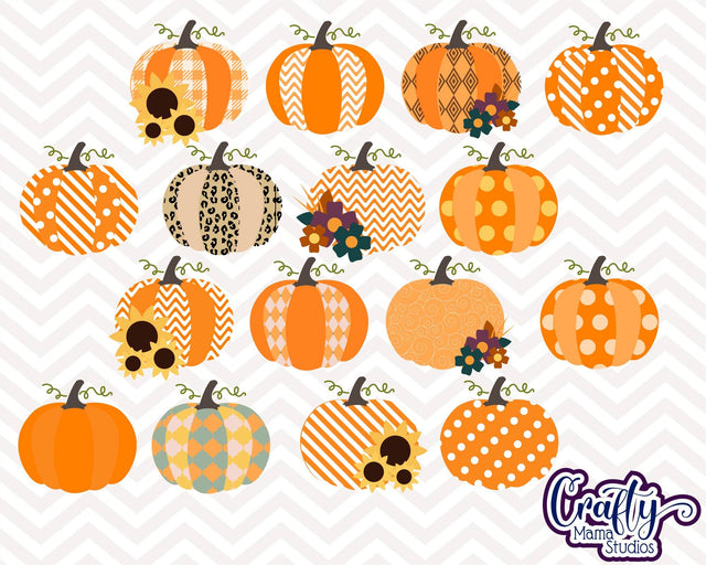 Pumpkin - Patterned Pumpkin Bundle - Halloween - Fall - Thanksgiving SVG Crafty Mama Studios 