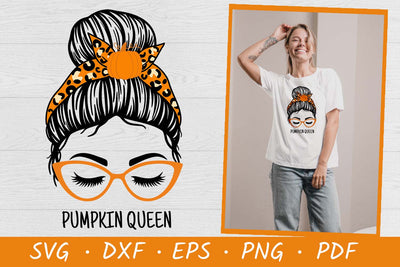 Pumpkin Queen | Fall Messy Bun SVG | Autumn Messy Bun Mom SVG Irina Ostapenko 