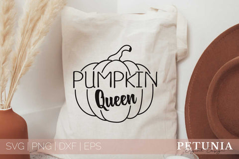 Pumpkin Queen Svg | Cute Fall Pumpkin Outline Svg SVG Petunia Digital Design 