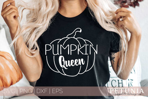 Pumpkin Queen Svg | Cute Fall Pumpkin Outline Svg SVG Petunia Digital Design 