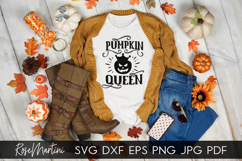 Pumpkin Queen SVG for Cricut Silhouette, Sublimation Design SVG Halloween cutting file SVG RoseMartiniDesigns 