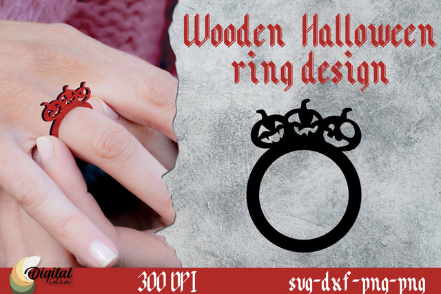 Pumpkin ring laser cut. Halloween jack-o-lantern jewelry SVG Evgenyia Guschina 