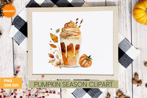 Pumpkin Season Watercolor Clipart Sublimation Maumo Designs 