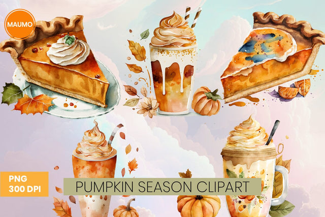 Pumpkin Season Watercolor Clipart Sublimation Maumo Designs 