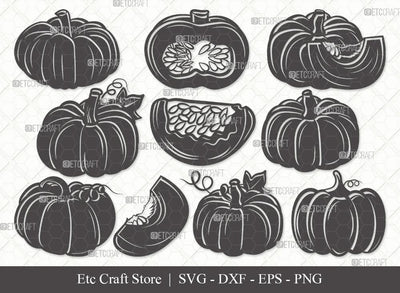 Pumpkin Silhouette SVG Cut File | Pumpkins Svg | Autumn Fall Svg | Thanksgiving Svg | Halloween Svg | Pumpkin Bundle | Eps | Dxf | Png SVG ETC Craft 